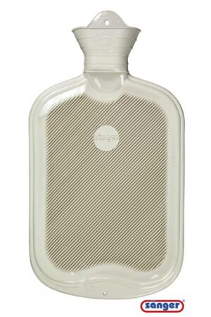 2liter Wärmflasche aus Naturkautschuk weiß.