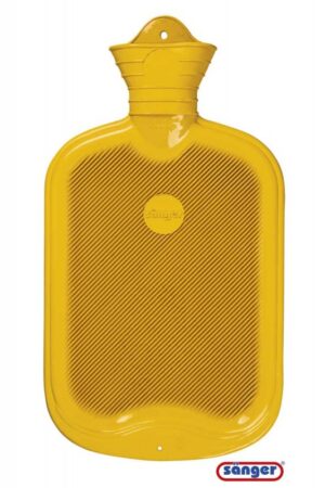 2liter Wärmflasche aus Naturkautschuk gelb.