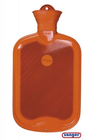 2liter Wärmflasche aus Naturkautschuk orange