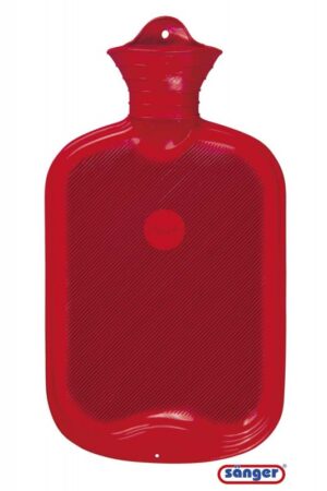 2liter Wärmflasche aus Naturkautschuk, Rot
